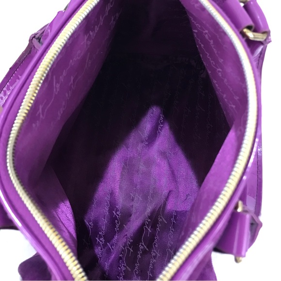 Victoria’s Secret Purple Velvet Love Embroidered Bag Satchel - Picture 4 of 6
